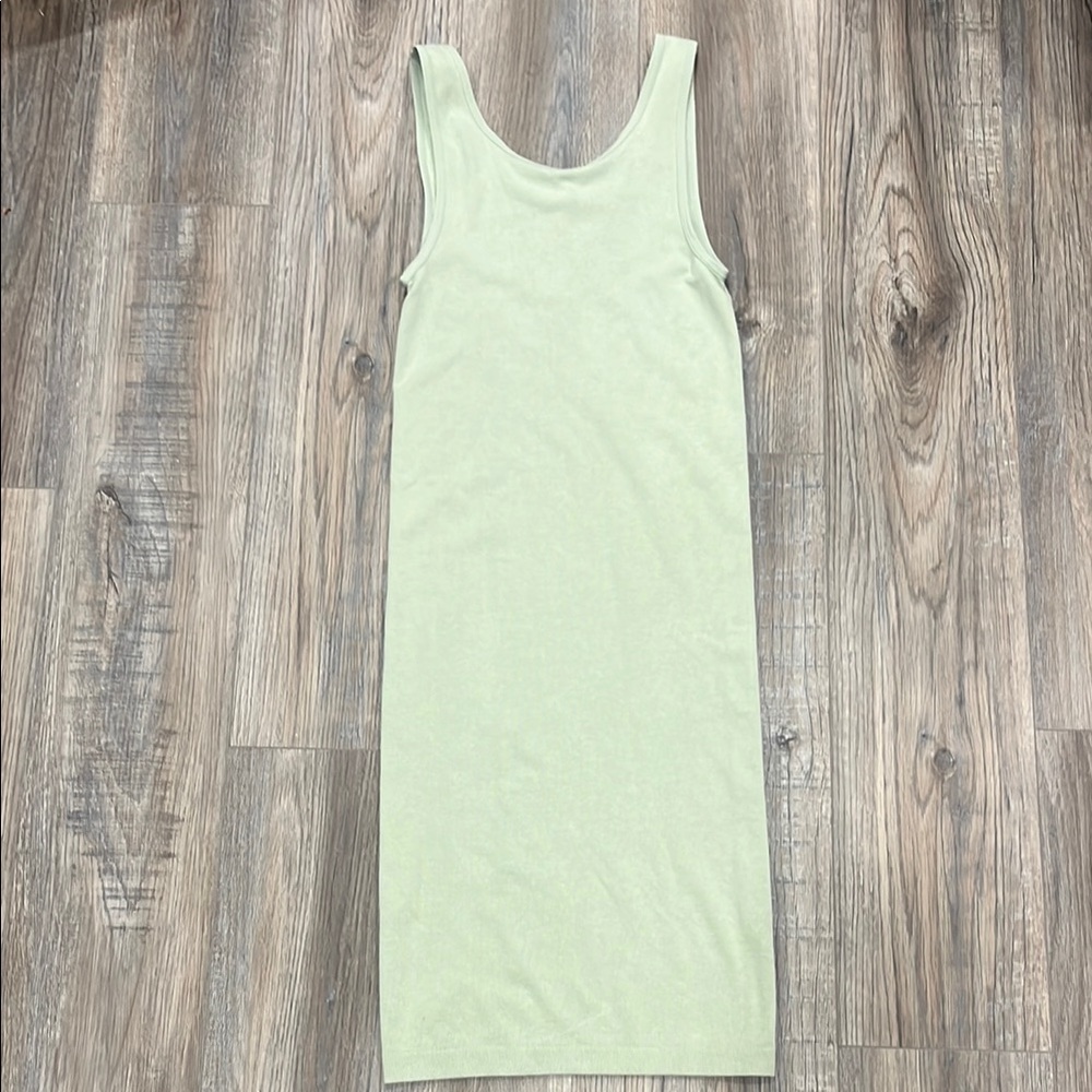 Zara Light Green Ribbed Midi Tank Dress